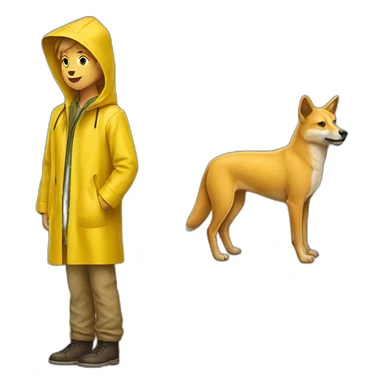 A dingo a yellow raincoat sticker