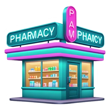 Neon pharmacy shop sign sticker