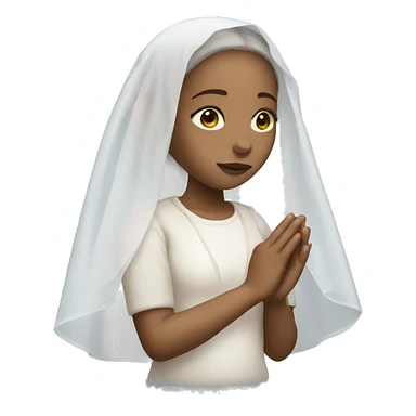 Light skin girl praying with white veil  sticker