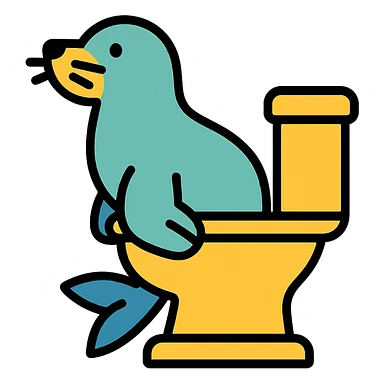 seal sitting on a toilet sticker