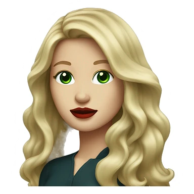 dark blond long hair with green eyes and red lips sticker
