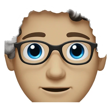 White boy with blue eyes with black glasses with dark brown wavy hair sticker