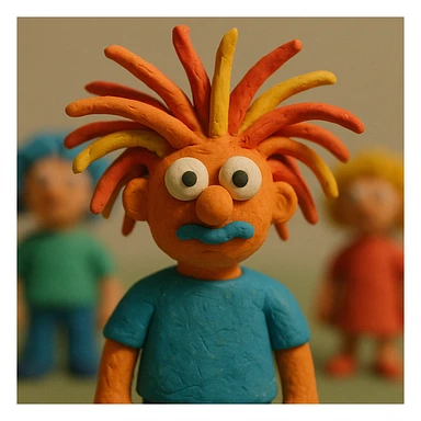 crazy hair claymation style sticker