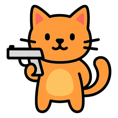 cat with a gun sticker