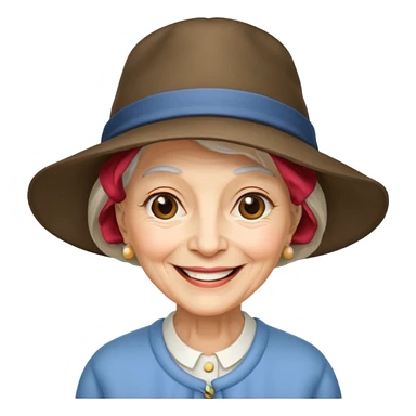 eldery woman with hat sticker