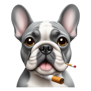 Gray French Bulldog smoking a cigarette sticker