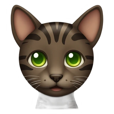 Dark Brown cat with darker stripes and Green eyes sticker