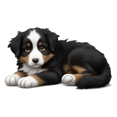 sleeping black tri australian shepherd puppy sticker
