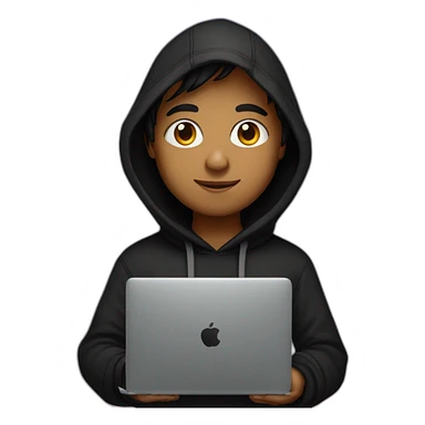 Indian boy wearing a black hoodie with laptop with galaxy background sticker