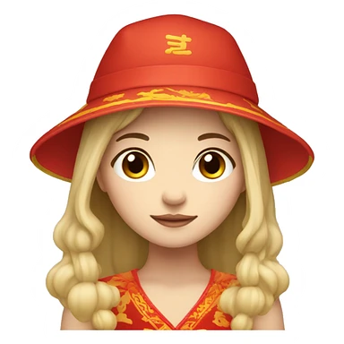 Fair-skinned Girl with chinese hat sticker