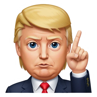Super realistic Donald Trump pointing index finger up, realistic face sticker