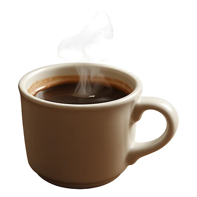 Remove the background, keep only the realistic cup of hot coffee in photorealistic style with transparent background. sticker