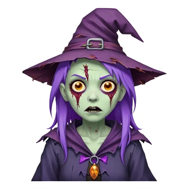 purple hair zombie witch sticker