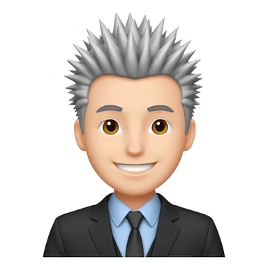 fat spiky haired happy man with suit sticker