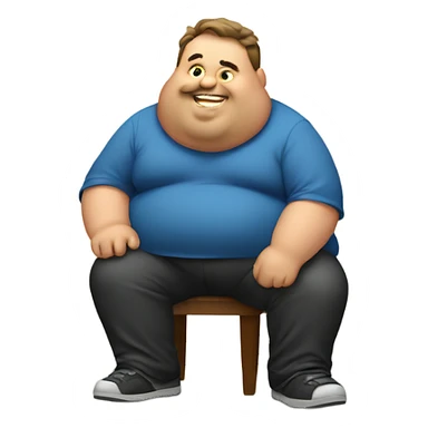 A fat guy eating  sticker