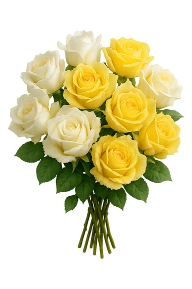 bouquet of white and yellow roses , remove background sticker