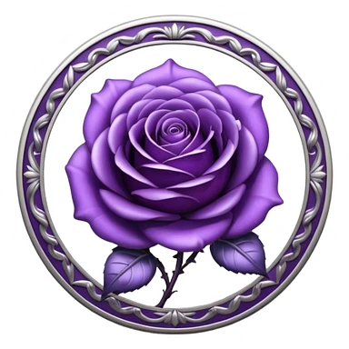 Purple shadow rose silver circle plaque sticker