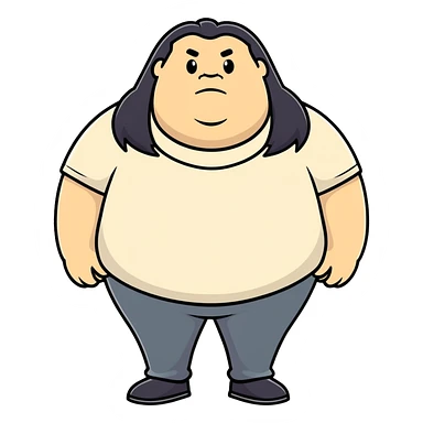 Fat guy with long black hair sticker