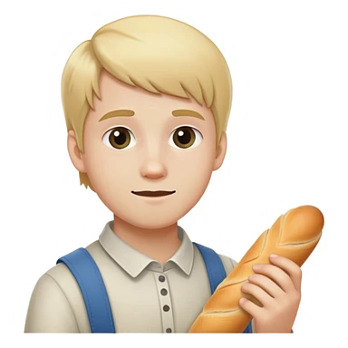 visibly disabled teen with neckbeard blonde holding bread baguette sticker