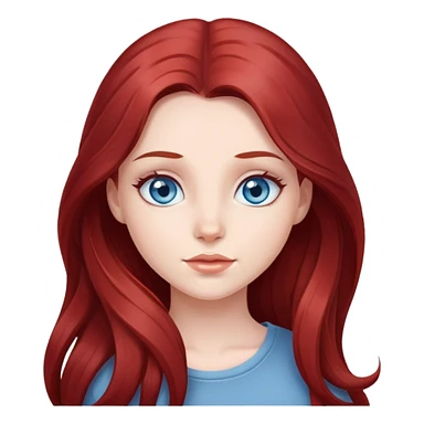 Cute pretty girl with long dark red hair and blue grey eyes sticker