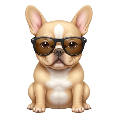 Light Tan French bulldog wearing sunglasses  sticker