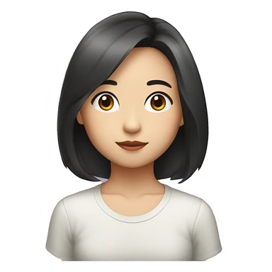 asian girl shoulder length hair, in v nect shirt sticker