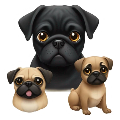 a black pug with a fawn pug sticker