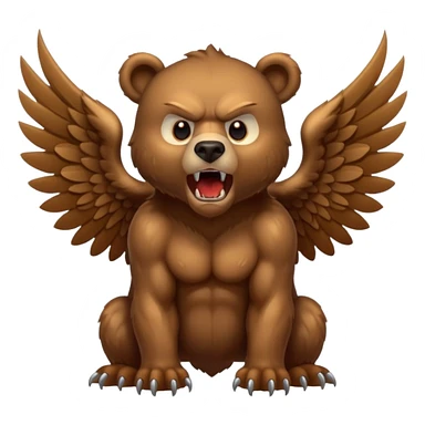 aggressive bear with wings sticker