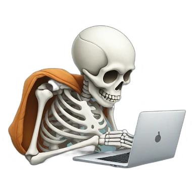 Tired Skeleton with laptop in hoodie sticker