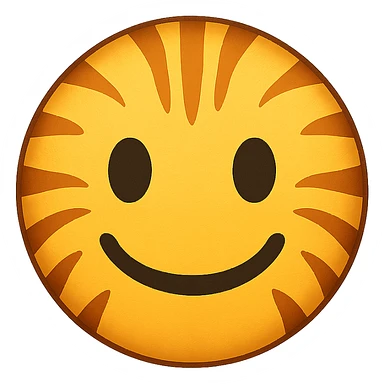 yellow face with orange tiger stripes emoji, digital illustration, no background sticker