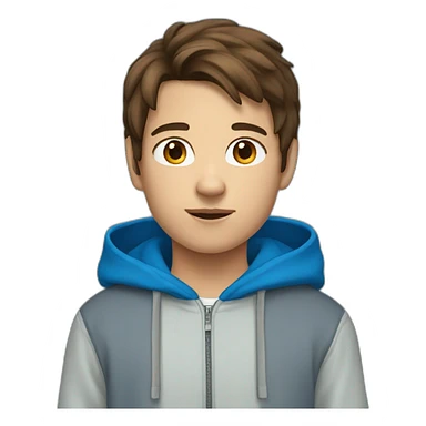13 Year old kid with brown hair and wearing a blue hoodie sticker