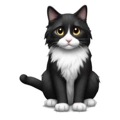 black and white cat long haired sticker