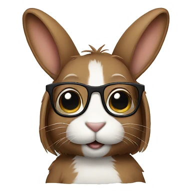  brown bunny with hair and glasses  sticker