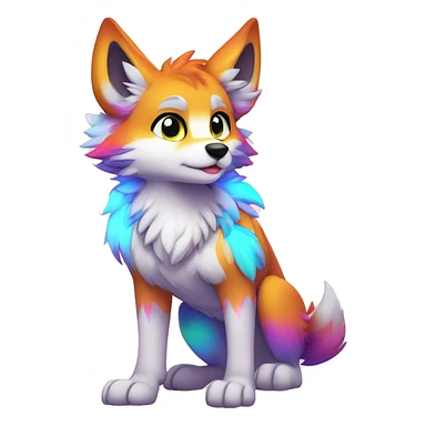 Anthro Colorful Shiny Fionbri-Falvie-sparkle-wolf-sona with neon markings full body sticker