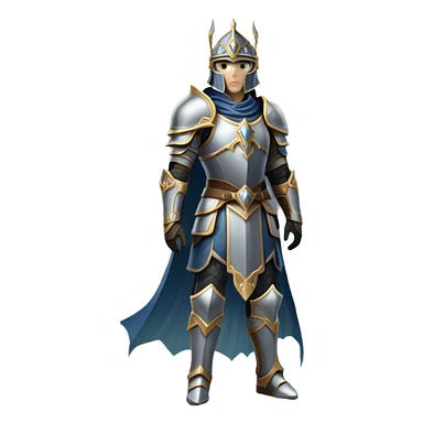 An icon featuring a hero with a closed visor, standing in a majestic, mystical landscape, inspired by RPGs like Elden Ring. The design includes a stunning, ethereal background with towering castles and distant mountains, symbolizing the adventure and mystery. Transparent background sticker