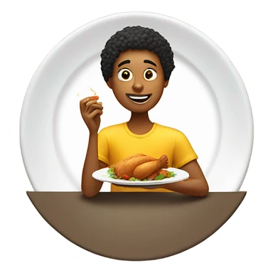 Person eating chicken sticker