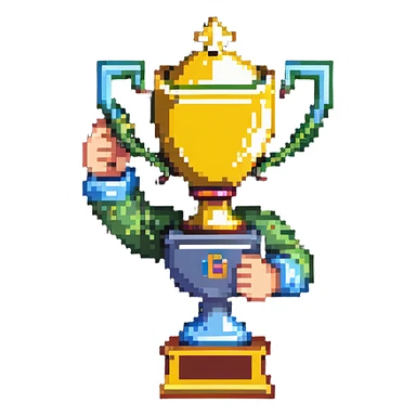 Popular online gaming platform qbix88 with leaderboard, expert gamer and victory trophy sticker