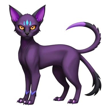 Black edgy Noivern-Litten-Sphynx-Lykoi-Caracal-cat-Fakemon full-body sticker