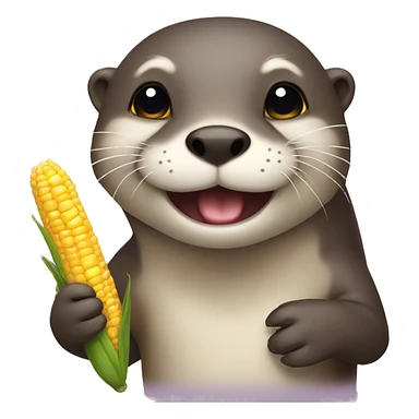Otter with a corn from a unicorn  sticker