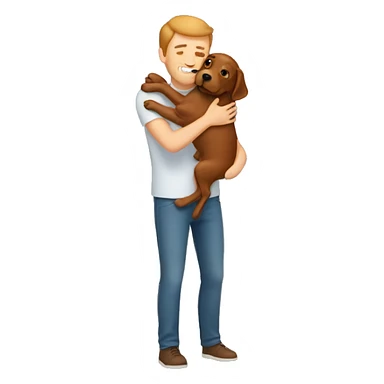 Red Labrador giving brown haired man a hug sticker