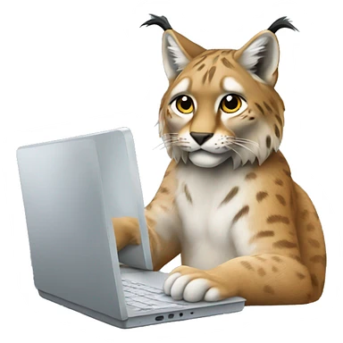 A lynx with a laptop sticker