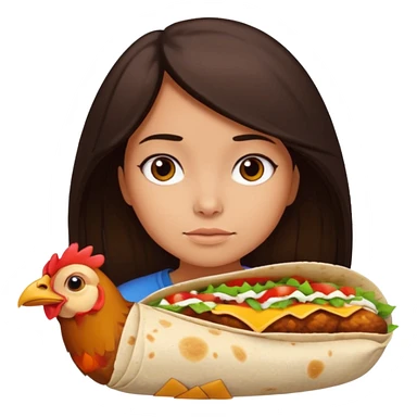 Girl with DARKBROWN  hair "resting chicken burrito face" sticker