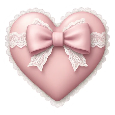 rococo Pastel pink heart with white bow with lace and frills  sticker