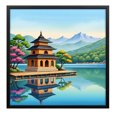 Lake in indian style sticker