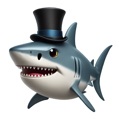 Shark with a top hat with stars around his head looking beat up sticker