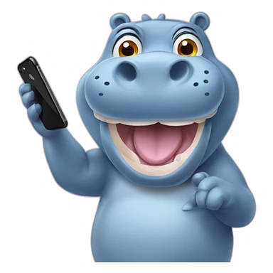 hippo taking a selfie with iphone sticker