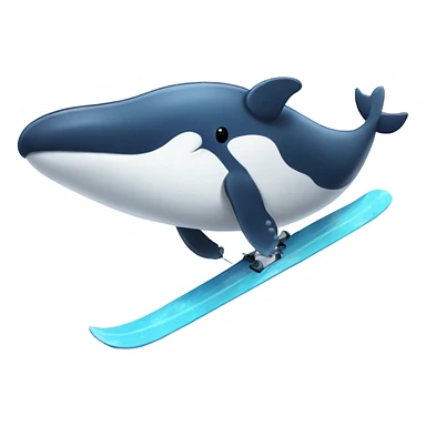 Whale skiing sticker