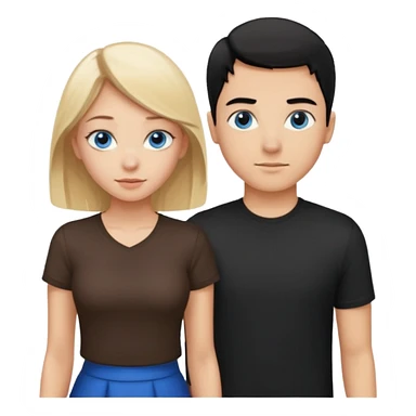 Pretty blonde girl with blue eyes bent over and guy with black hair and brown eyes standing behind her sexually  sticker