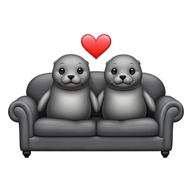 Two seals in love on a big couch sticker