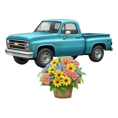 Chevy truck with flowers sticker